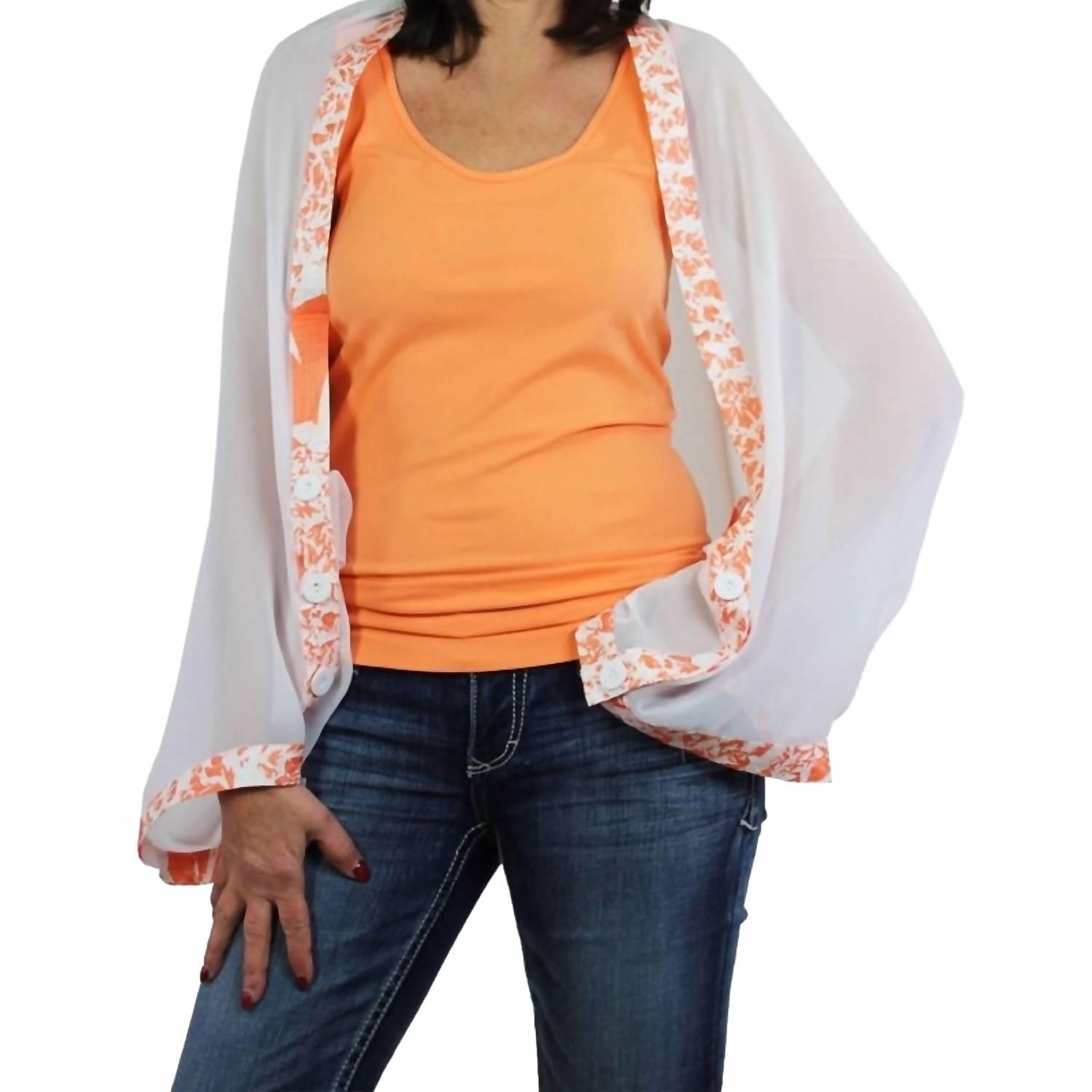 New Magic Scarf Women's Origami Trim Button Shawl Shrug Wrap In White Melon Whit